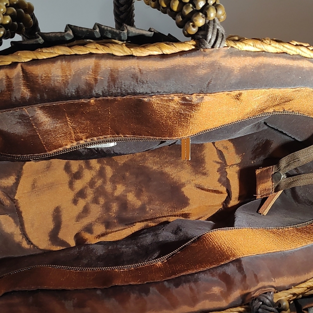 Chico's Brown and Orange Tote with Rosette Accents - Picture 9 of 16